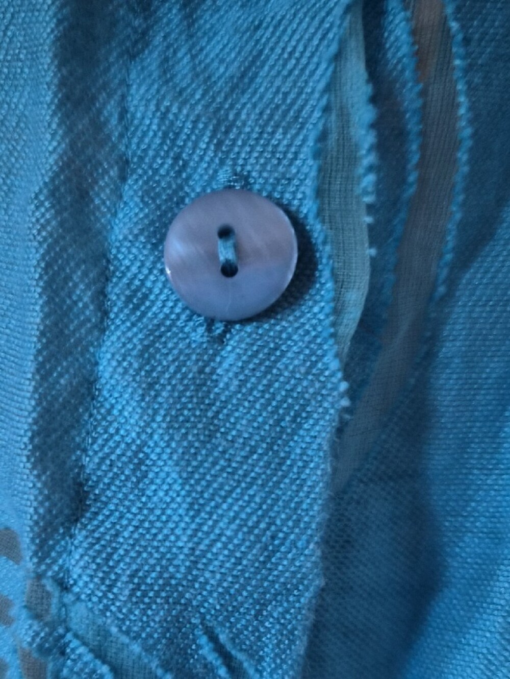 Notations Turquoise Button-Up Shirt with Swirl Accent - Picture 5 of 6